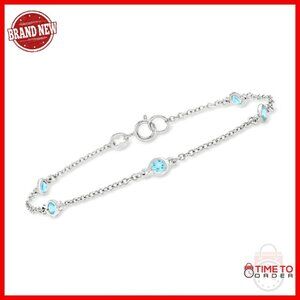 Sterling Silver Topaz Bracelet 0.80ct Swiss Blue Bezel-Set